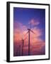 Fiery Cloud at Sunset with Power Generating Windmills, Walla Walla County, WA USA-Brent Bergherm-Framed Photographic Print