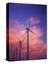 Fiery Cloud at Sunset with Power Generating Windmills, Walla Walla County, WA USA-Brent Bergherm-Stretched Canvas