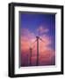 Fiery Cloud at Sunset with Power Generating Windmills, Walla Walla County, WA USA-Brent Bergherm-Framed Photographic Print