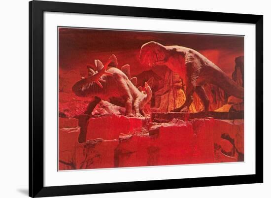 Fiery Dinosaur Diorama-null-Framed Art Print