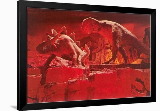 Fiery Dinosaur Diorama-null-Framed Art Print