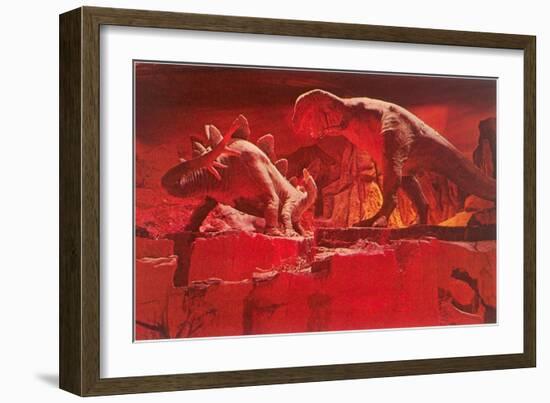 Fiery Dinosaur Diorama-null-Framed Art Print