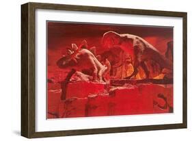 Fiery Dinosaur Diorama-null-Framed Art Print