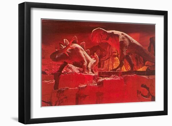 Fiery Dinosaur Diorama-null-Framed Art Print