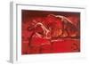 Fiery Dinosaur Diorama-null-Framed Art Print