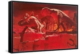 Fiery Dinosaur Diorama-null-Framed Stretched Canvas