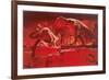 Fiery Dinosaur Diorama-null-Framed Premium Giclee Print