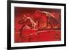 Fiery Dinosaur Diorama-null-Framed Premium Giclee Print
