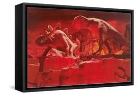 Fiery Dinosaur Diorama-null-Framed Stretched Canvas