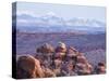 Fiery Furnace, and Mountains of Manti-La Sal National Forest, Arches National Park, Utah, USA-Kober Christian-Stretched Canvas