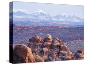 Fiery Furnace, and Mountains of Manti-La Sal National Forest, Arches National Park, Utah, USA-Kober Christian-Stretched Canvas