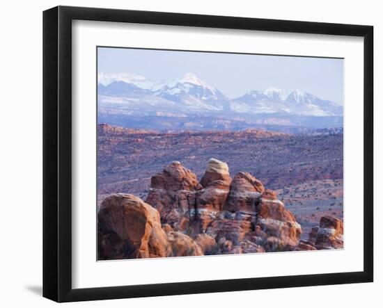 Fiery Furnace, and Mountains of Manti-La Sal National Forest, Arches National Park, Utah, USA-Kober Christian-Framed Photographic Print