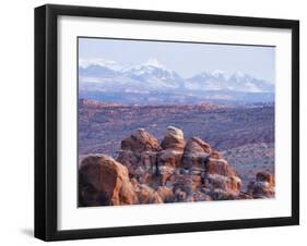 Fiery Furnace, and Mountains of Manti-La Sal National Forest, Arches National Park, Utah, USA-Kober Christian-Framed Photographic Print