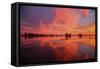 Fiery Marsh Sunset and Reflection-null-Framed Stretched Canvas