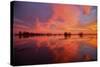 Fiery Marsh Sunset and Reflection-null-Stretched Canvas
