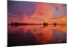 Fiery Marsh Sunset and Reflection-null-Mounted Photographic Print