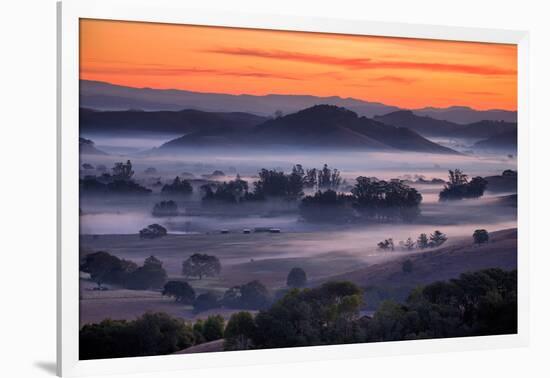 Fiery Sunrise and Mellow Hills of Petaluma, Sonoma County-Vincent James-Framed Photographic Print