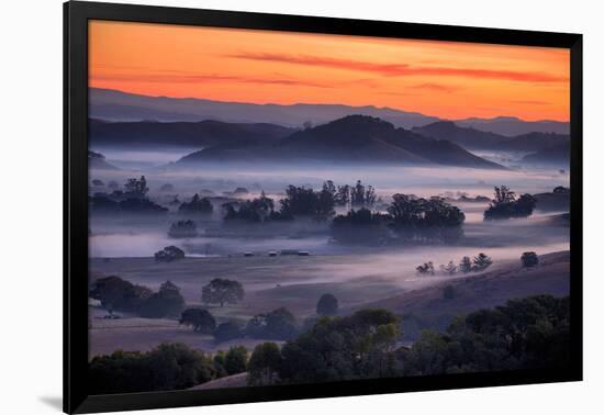 Fiery Sunrise and Mellow Hills of Petaluma, Sonoma County-Vincent James-Framed Photographic Print