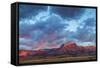 Fiery Sunrise Light, Ear Mountain, Rocky Mountain Front, Choteau, Montana, USA-Chuck Haney-Framed Stretched Canvas