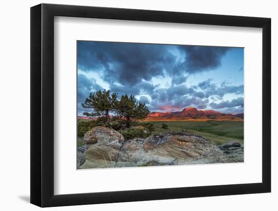 Fiery Sunrise Light, Ear Mountain, Rocky Mountain Front, Choteau, Montana, USA-Chuck Haney-Framed Photographic Print