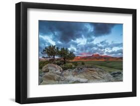 Fiery Sunrise Light, Ear Mountain, Rocky Mountain Front, Choteau, Montana, USA-Chuck Haney-Framed Photographic Print