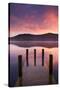 Fiery sunrise over Derwent Water from Hawes End jetty, Lake District National Park, Cumbria, Englan-Adam Burton-Stretched Canvas