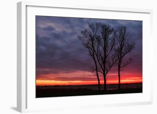 Fiery Sunrise Silhouettes, Maine-Vincent James-Framed Photographic Print