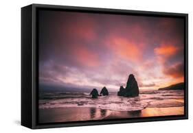 Fiery Sunset at Rodeo Beach, Marin Headlands, San Francisco-Vincent James-Framed Stretched Canvas