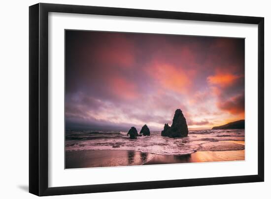 Fiery Sunset at Rodeo Beach, Marin Headlands, San Francisco-Vincent James-Framed Photographic Print