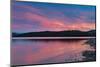 Fiery sunset clouds over Flathead Lake in Dayton, Montana, USA-Chuck Haney-Mounted Photographic Print