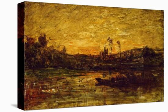 Fiery Sunset over the Marshes-Antonio Fontanesi-Stretched Canvas