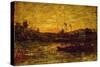 Fiery Sunset over the Marshes-Antonio Fontanesi-Stretched Canvas