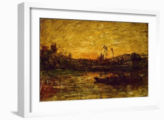 Fiery Sunset over the Marshes-Antonio Fontanesi-Framed Giclee Print