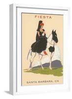Fiesta, Spanish Lady on Horse, Santa Barbara, California-null-Framed Art Print