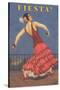 Fiesta! Vintage Flamenco Dancer-null-Stretched Canvas