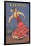 Fiesta! Vintage Flamenco Dancer-null-Framed Art Print