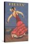 Fiesta! Vintage Flamenco Dancer-null-Stretched Canvas