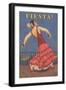 Fiesta! Vintage Flamenco Dancer-null-Framed Art Print