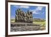 Fifteen Moai at the Restored Ceremonial Site of Ahu Tongariki-Michael-Framed Photographic Print