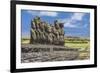 Fifteen Moai at the Restored Ceremonial Site of Ahu Tongariki-Michael-Framed Photographic Print