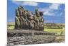 Fifteen Moai at the Restored Ceremonial Site of Ahu Tongariki-Michael-Mounted Photographic Print