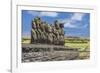 Fifteen Moai at the Restored Ceremonial Site of Ahu Tongariki-Michael-Framed Photographic Print