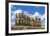 Fifteen Moai at the Restored Ceremonial Site of Ahu Tongariki-Michael-Framed Photographic Print