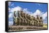 Fifteen Moai at the Restored Ceremonial Site of Ahu Tongariki-Michael-Framed Stretched Canvas