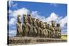 Fifteen Moai at the Restored Ceremonial Site of Ahu Tongariki-Michael-Stretched Canvas