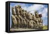 Fifteen Moai at the Restored Ceremonial Site of Ahu Tongariki-Michael-Framed Stretched Canvas