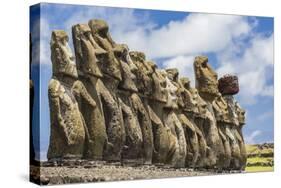 Fifteen Moai at the Restored Ceremonial Site of Ahu Tongariki-Michael-Stretched Canvas