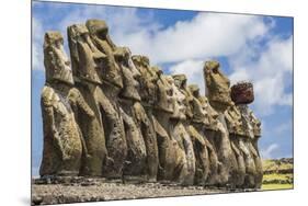 Fifteen Moai at the Restored Ceremonial Site of Ahu Tongariki-Michael-Mounted Photographic Print