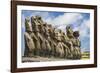 Fifteen Moai at the Restored Ceremonial Site of Ahu Tongariki-Michael-Framed Photographic Print