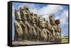 Fifteen Moai at the Restored Ceremonial Site of Ahu Tongariki-Michael-Framed Stretched Canvas